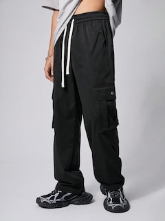 Foto 2 | Pantalones Cargo Zaful Con Bolsillo Plano, Paracaídas Para Hombre, Talla M, Color Negro - Venta Internacional.