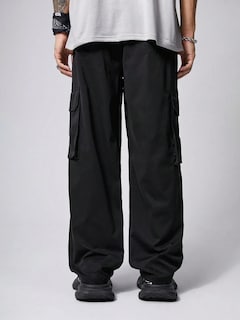 Foto 3 | Pantalones Cargo Zaful Con Bolsillo Plano, Paracaídas Para Hombre, Talla M, Color Negro - Venta Internacional.