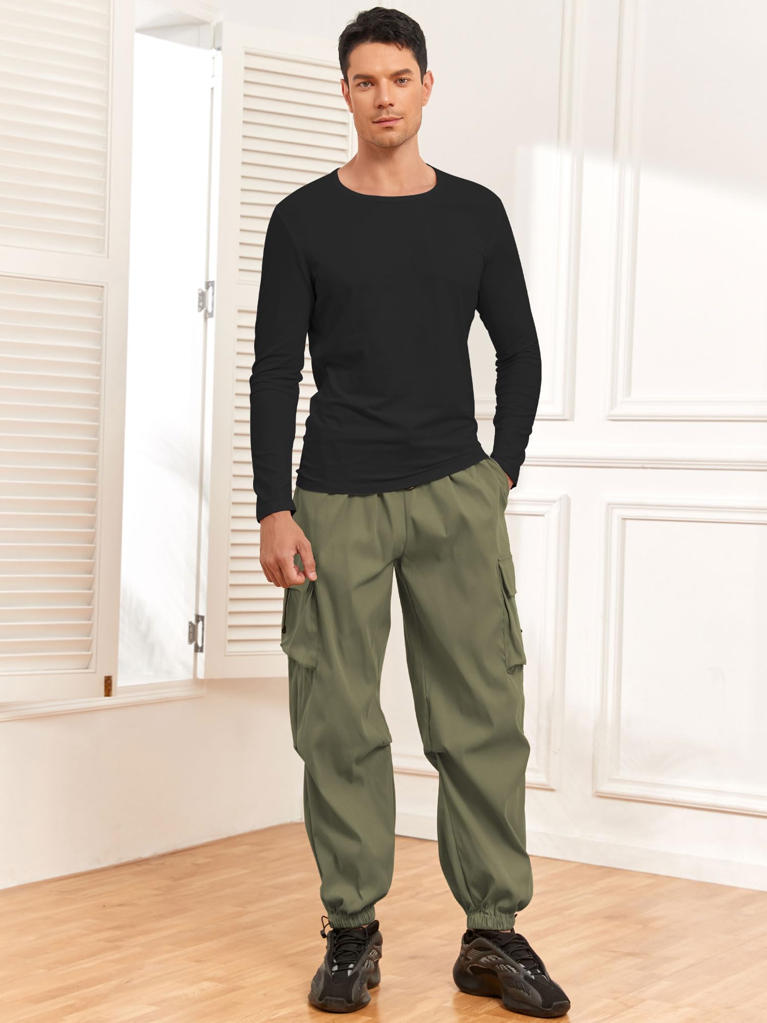 Foto 2 | Pantalones Cargo Zaful Con Bolsillo Plano En Paracaídas Para Hombre, Color Verde M - Venta Internacional.