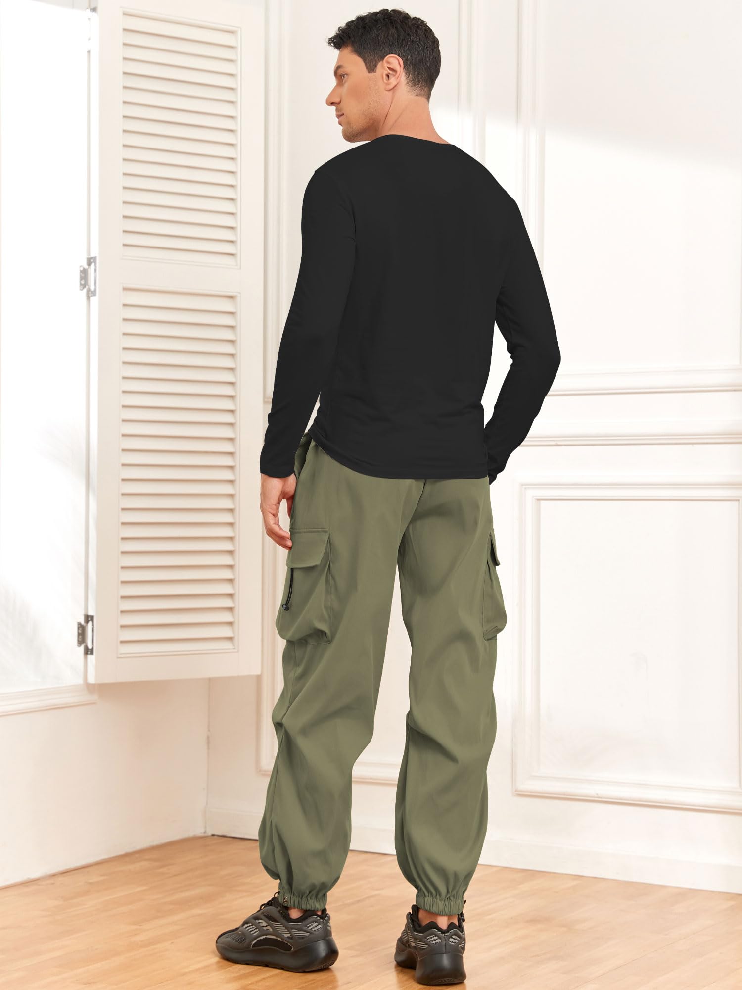 Foto 3 | Pantalones Cargo Zaful Con Bolsillo Plano En Paracaídas Para Hombre, Color Verde M - Venta Internacional.