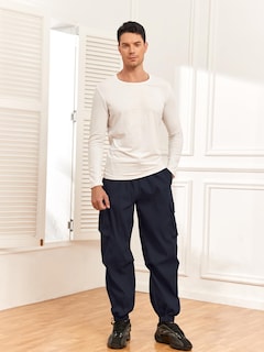 Foto 2 | Pantalones Cargo Zaful Con Bolsillo Plano, Paracaídas Para Hombre, Color Azul Marino, Talla L - Venta Internacional.