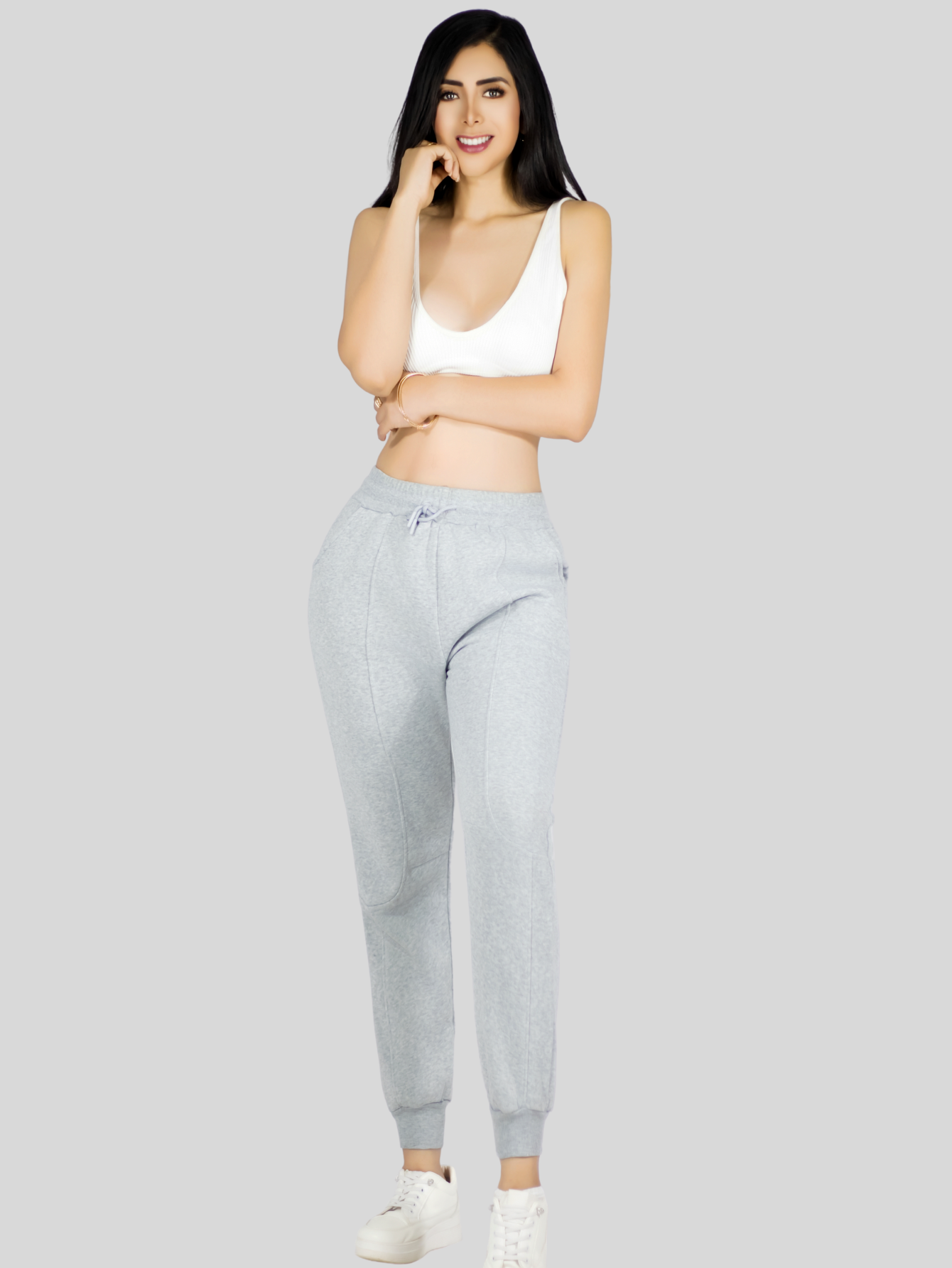 Foto 2 | Pants Mujer Pantalones Anchos Casual O Elgante Pant-054 Gris Claro Pans Stretch