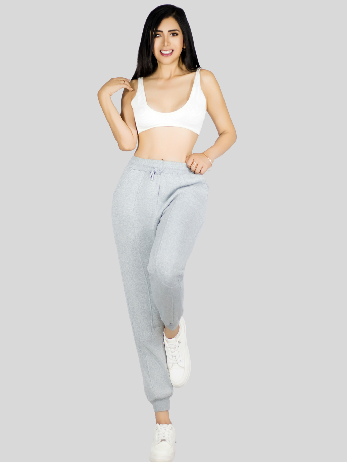Foto 4 | Pants Mujer Pantalones Anchos Casual O Elgante Pant-054 Gris Claro Pans Stretch