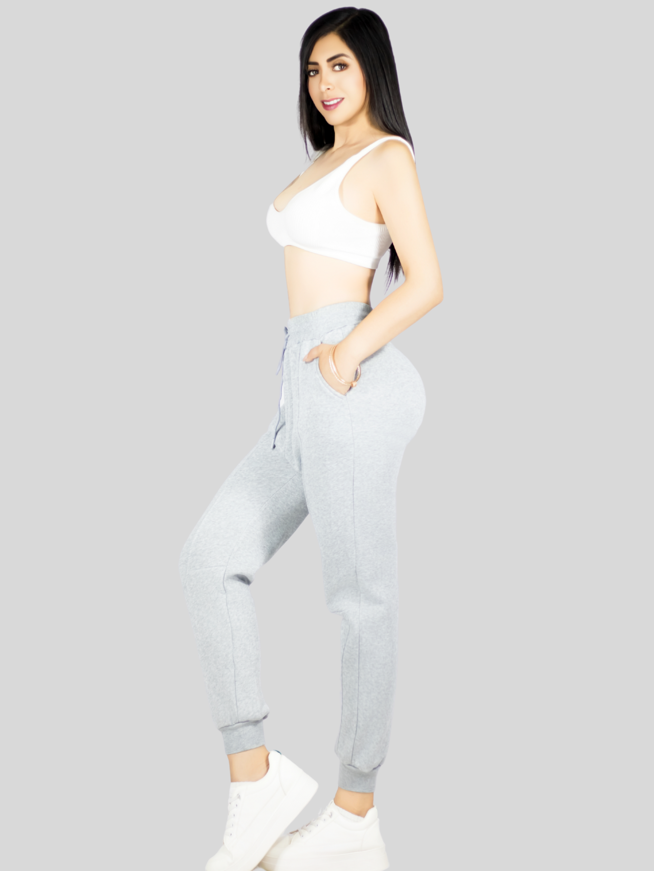 Foto 8 pulgar | Pants Mujer Pantalones Anchos Casual O Elgante Pant-054 Gris Claro Pans Stretch