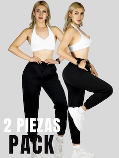 Foto 5 | Set De Dos Pants De Mujer Pant-055-px2 Negro Y Negro Pantalones Anchos Casual