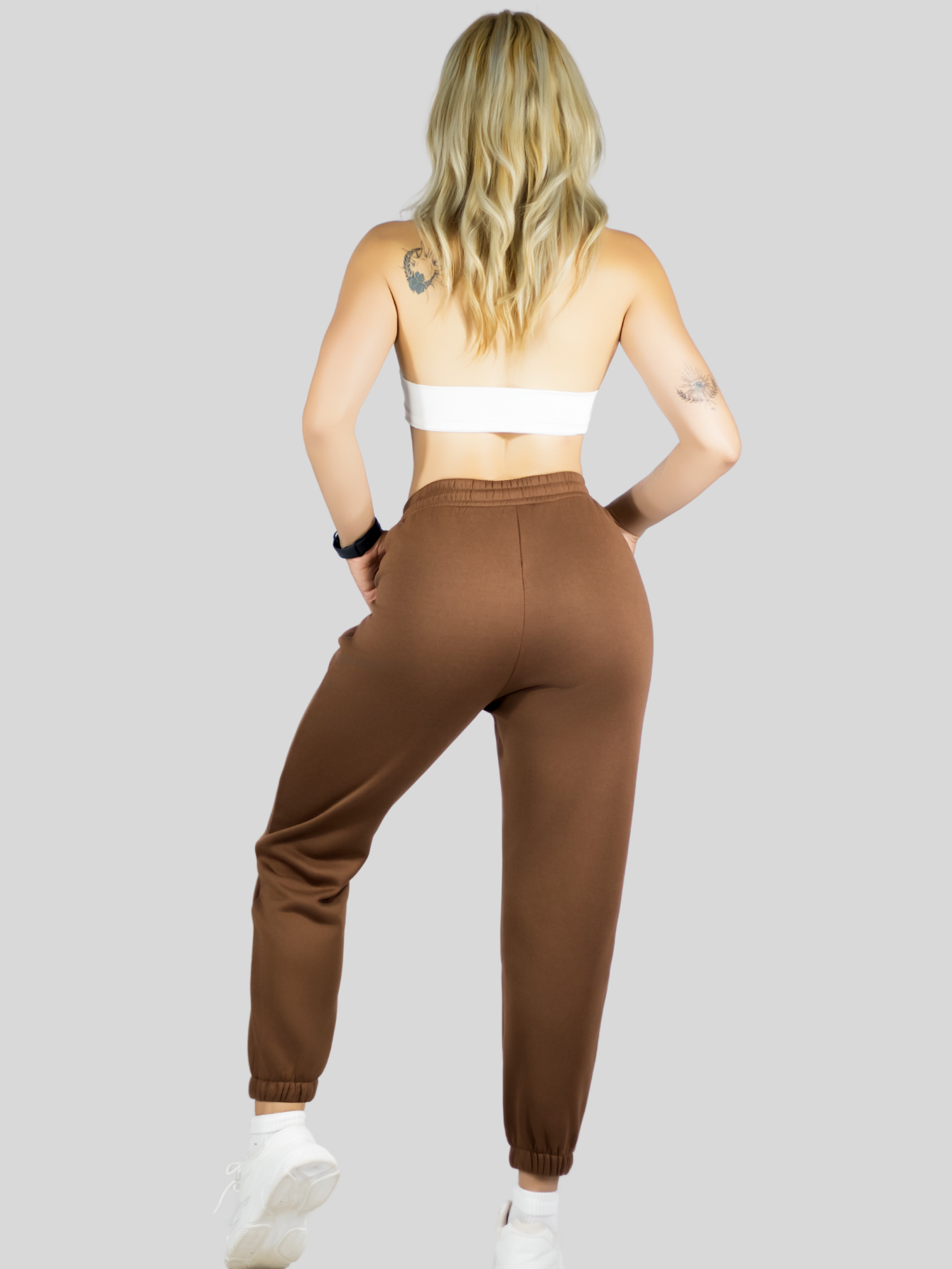 Foto 4 pulgar | Set De Dos Pants De Mujer Pant-055-px2 Café Y Gris Claro Pantalones Anchos Casual