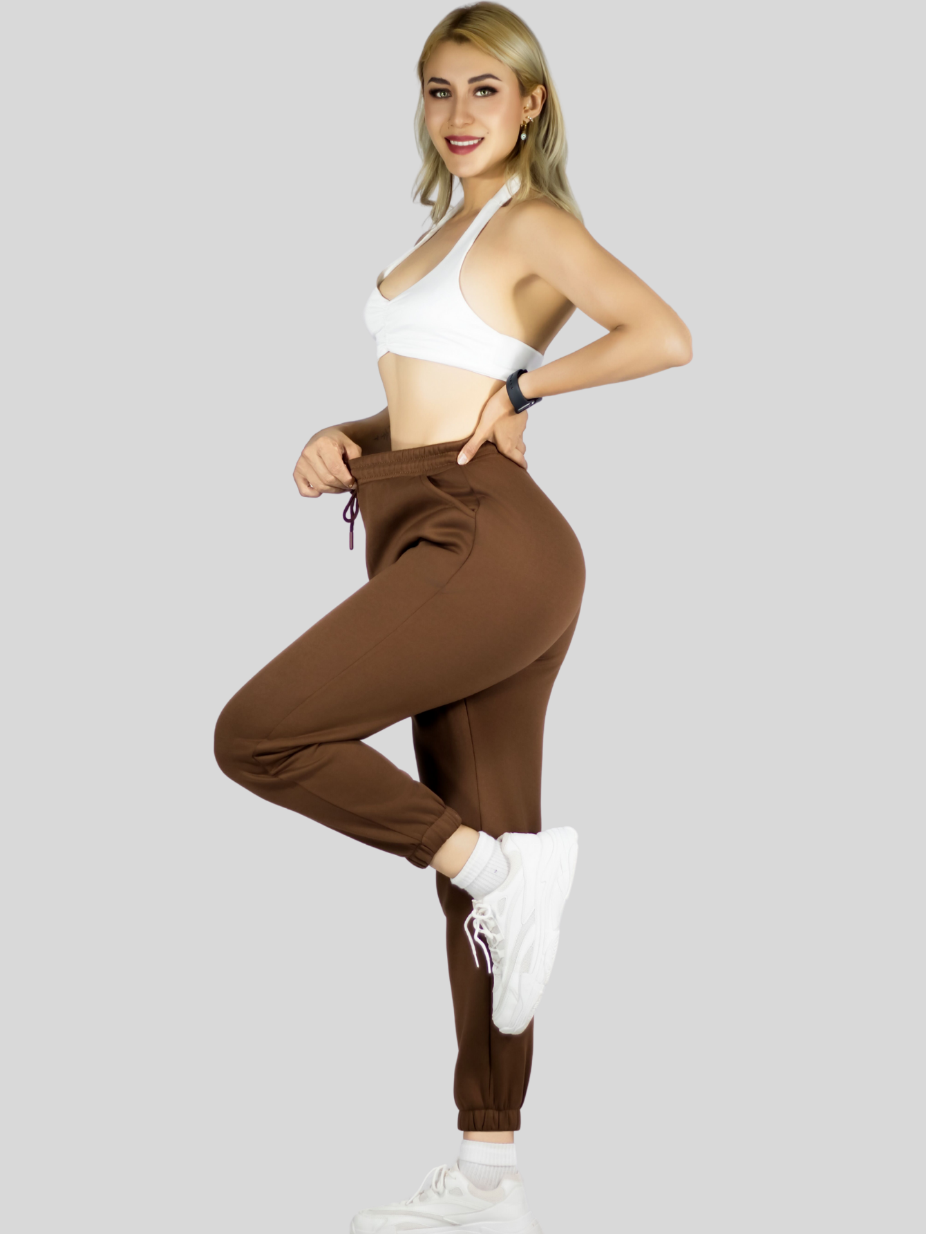 Foto 4 | Set De Dos Pants De Mujer Pant-055-px2 Café Y Gris Claro Pantalones Anchos Casual