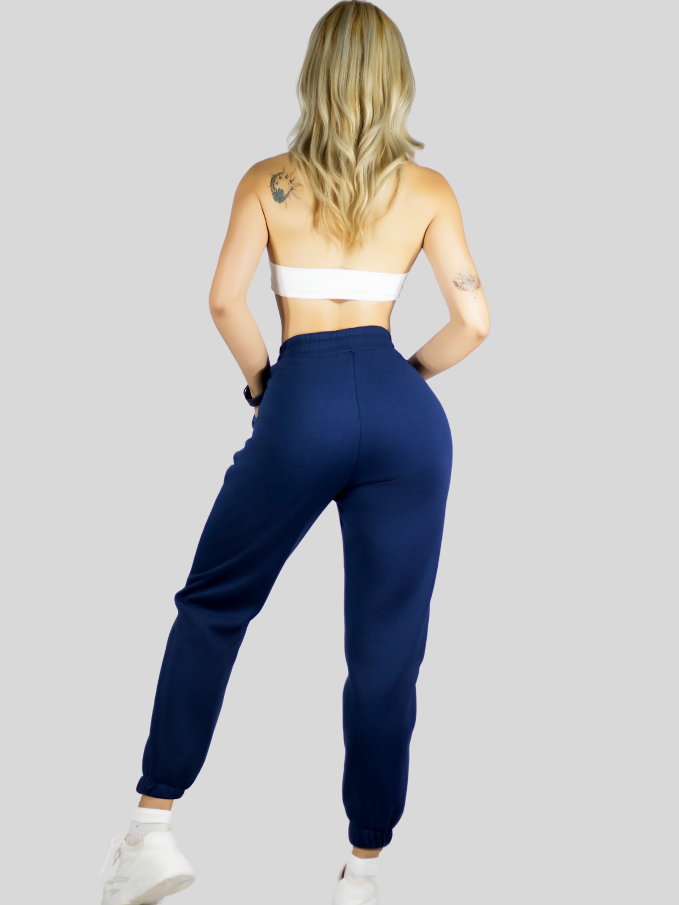 Foto 4 pulgar | Set De Dos Pants De Mujer Pant-055-px2 Marino Y Gris Oscuro Pantalones Anchos Casual