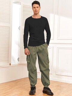 Foto 2 | Pantalones Cargo Zaful Con Bolsillo Plano, Paracaídas Para Hombre, Color Verde S - Venta Internacional.