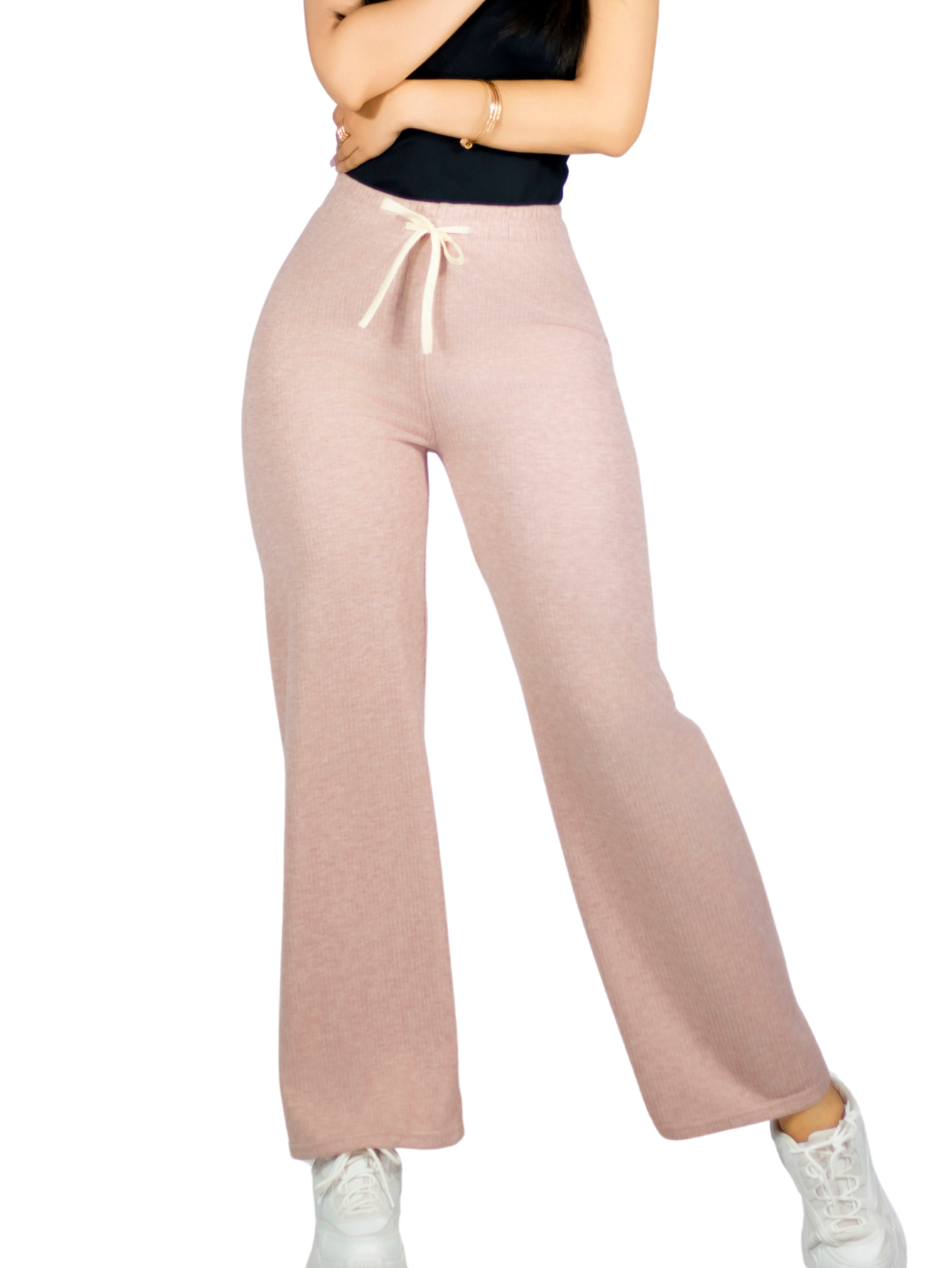 Foto 1 | Pants Mujer Anchos Wide Legs Unicolor Acanalado Pant-053 Coral Confort Y Estilo