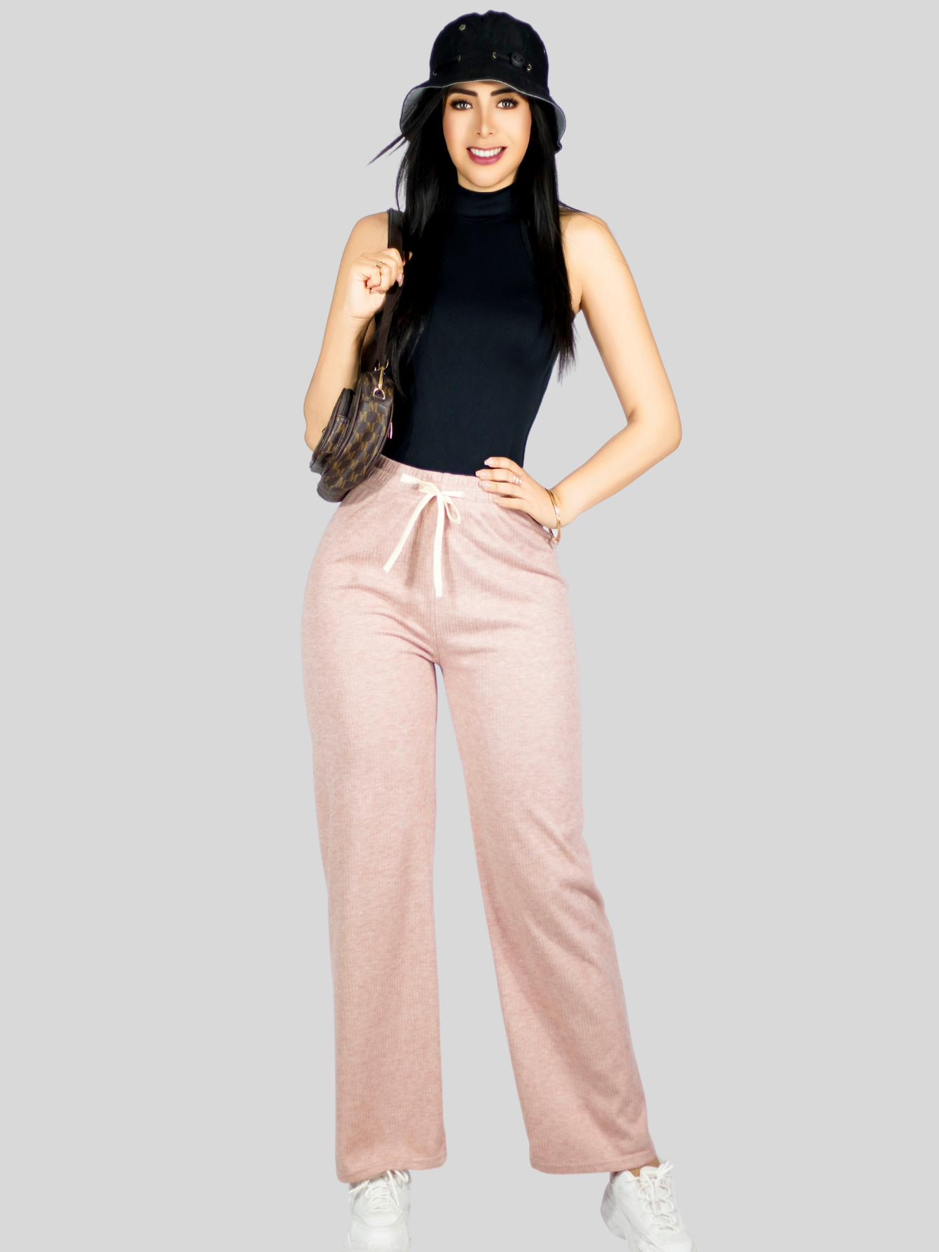 Foto 2 | Pants Mujer Anchos Wide Legs Unicolor Acanalado Pant-053 Coral Confort Y Estilo