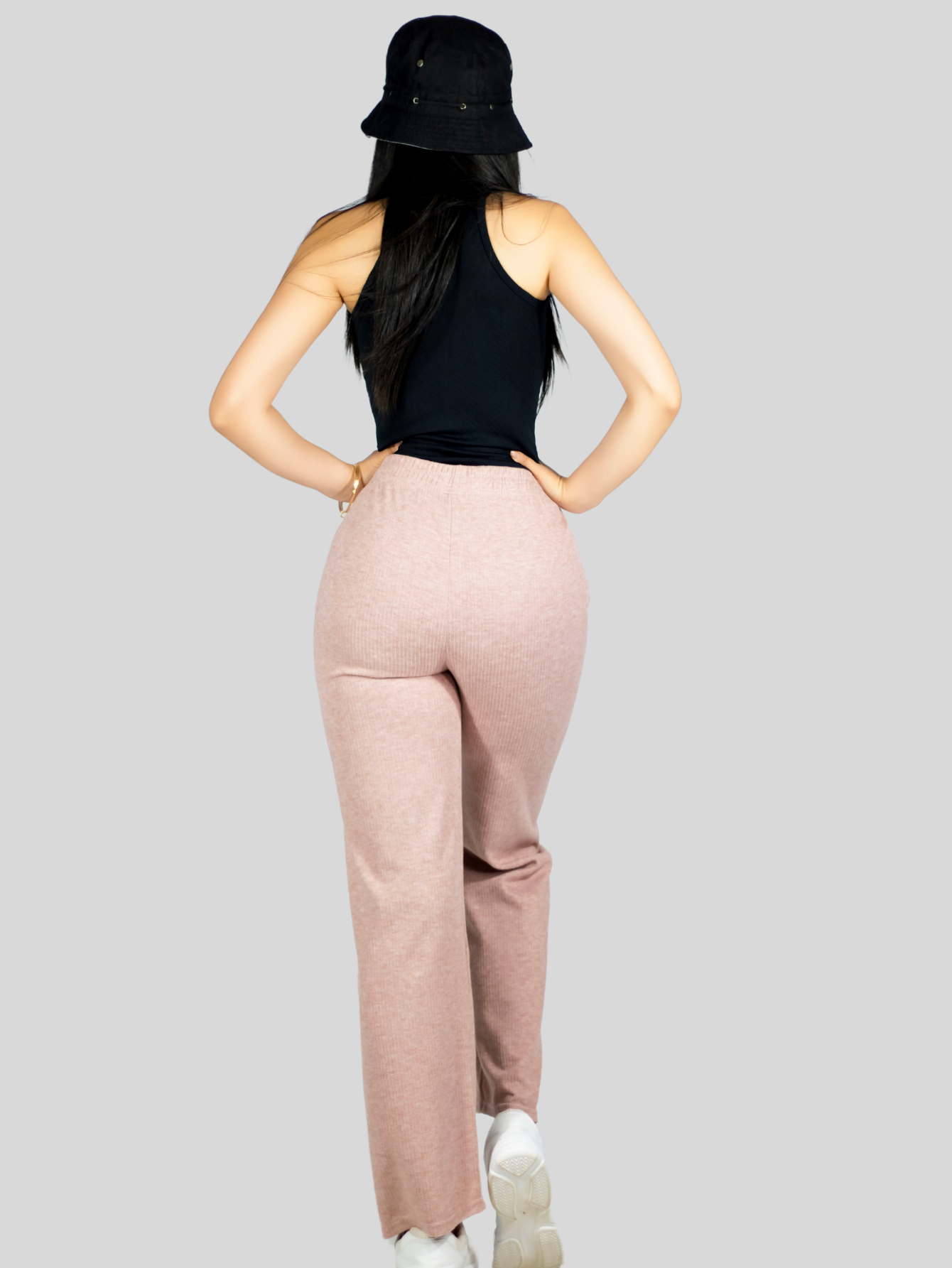 Foto 3 | Pants Mujer Anchos Wide Legs Unicolor Acanalado Pant-053 Coral Confort Y Estilo