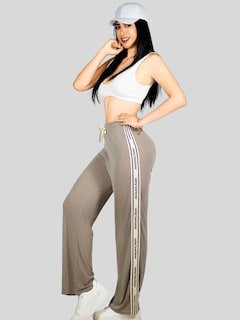 Foto 4 | Set De Dos Pants De Mujer Pant-056-px2 Negro Y Beige Pantalones Anchos Casual