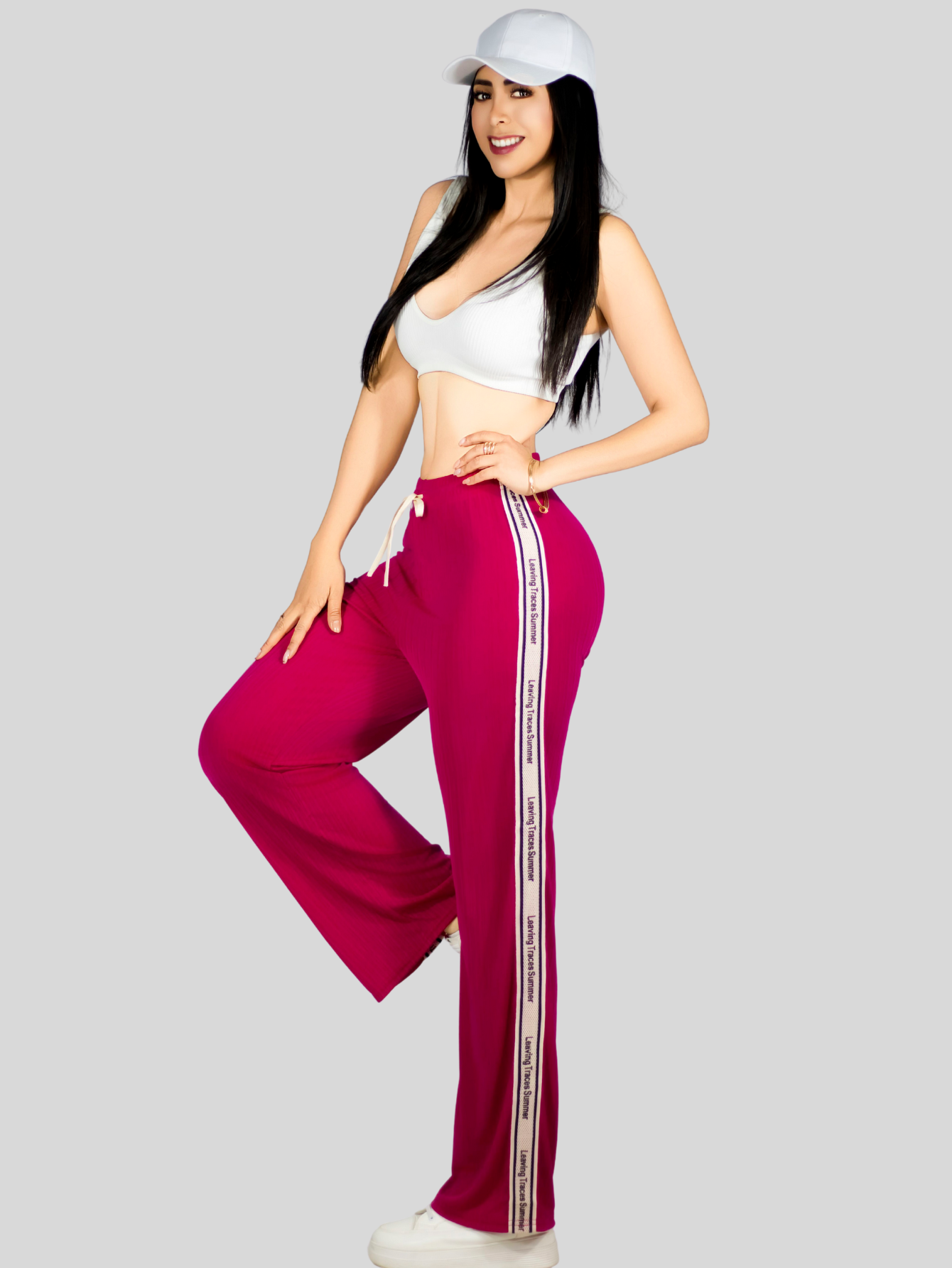Foto 5 pulgar | Set De Dos Pants De Mujer Pant-056-px2 Fucsia Y Coral Pantalones Anchos Casual