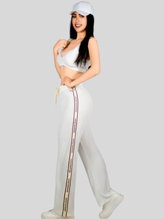 Foto 4 | Set De Dos Pants De Mujer Pant-056-px2 Negro Y Blanco Pantalones Anchos Casual