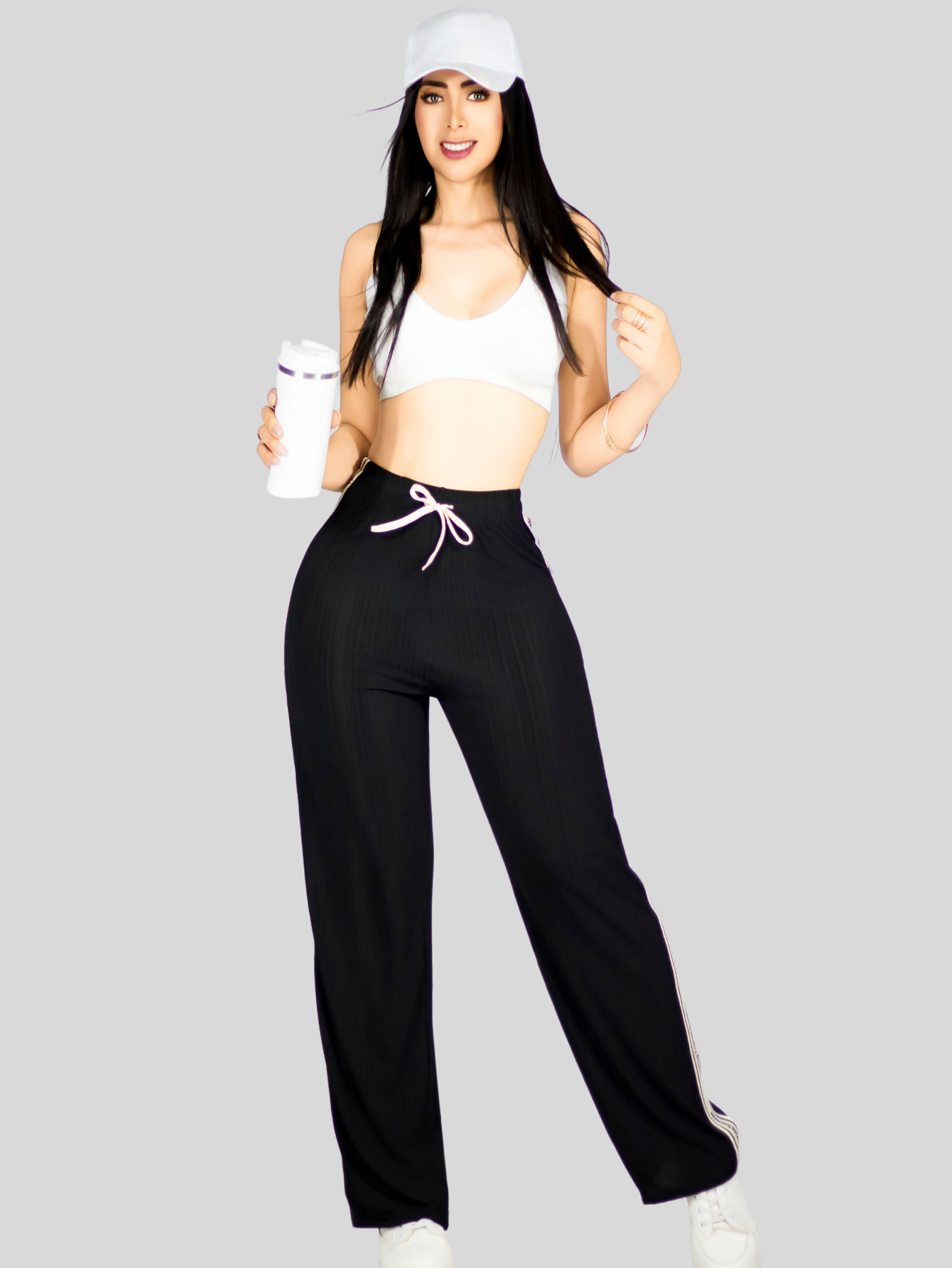 Foto 6 | Set De Dos Pants De Mujer Pant-056-px2 Negro Y Blanco Pantalones Anchos Casual