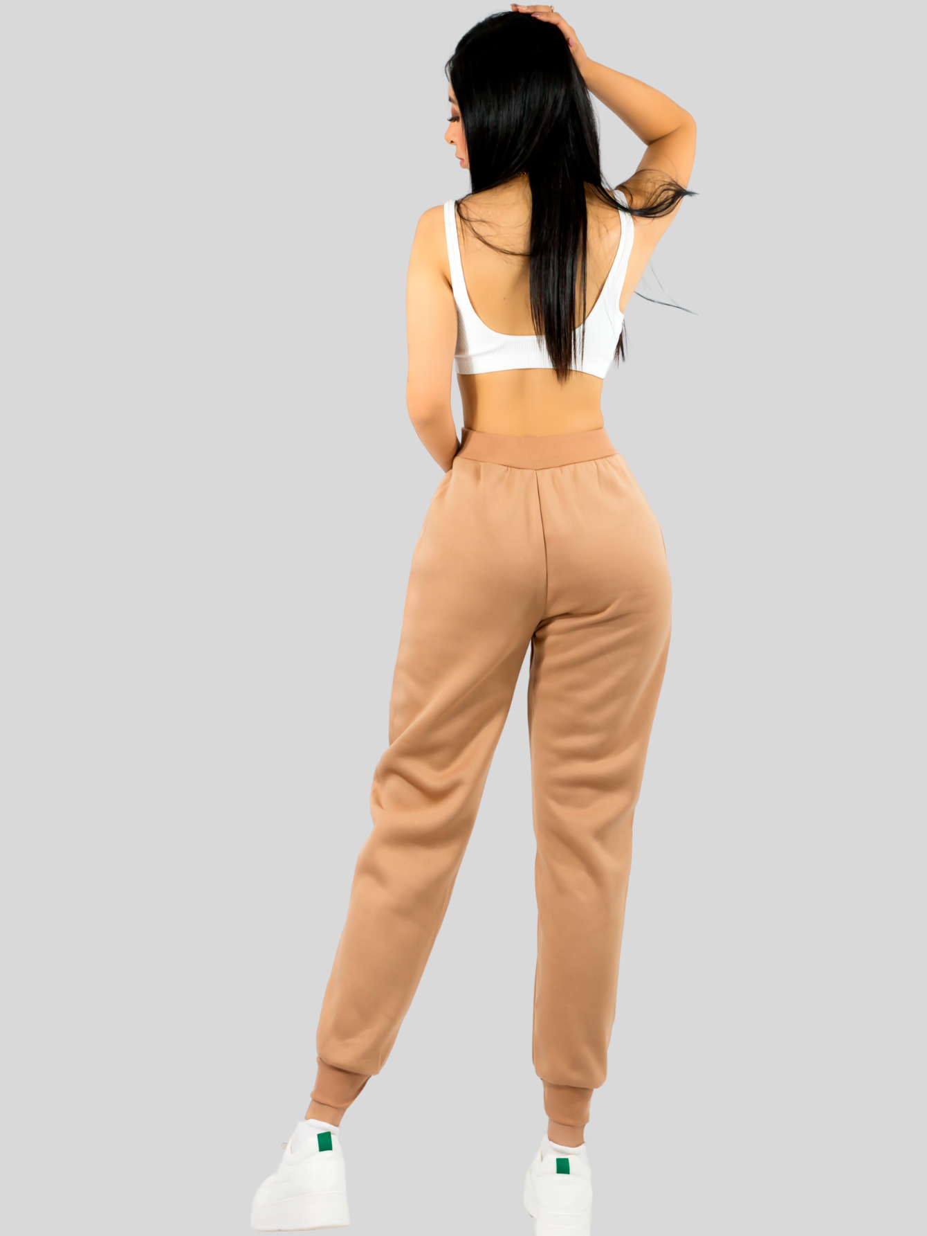 Foto 3 | Pants Mujer Jogger De Dama Cargo Pantalón Casual Jogger Dama Material Aterciopelado Pant-051 Cafe Patalones De Chandal