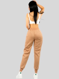Foto 3 | Pants Mujer Jogger De Dama Cargo Pantalón Casual Jogger Dama Material Aterciopelado Pant-051 Cafe Patalones De Chandal