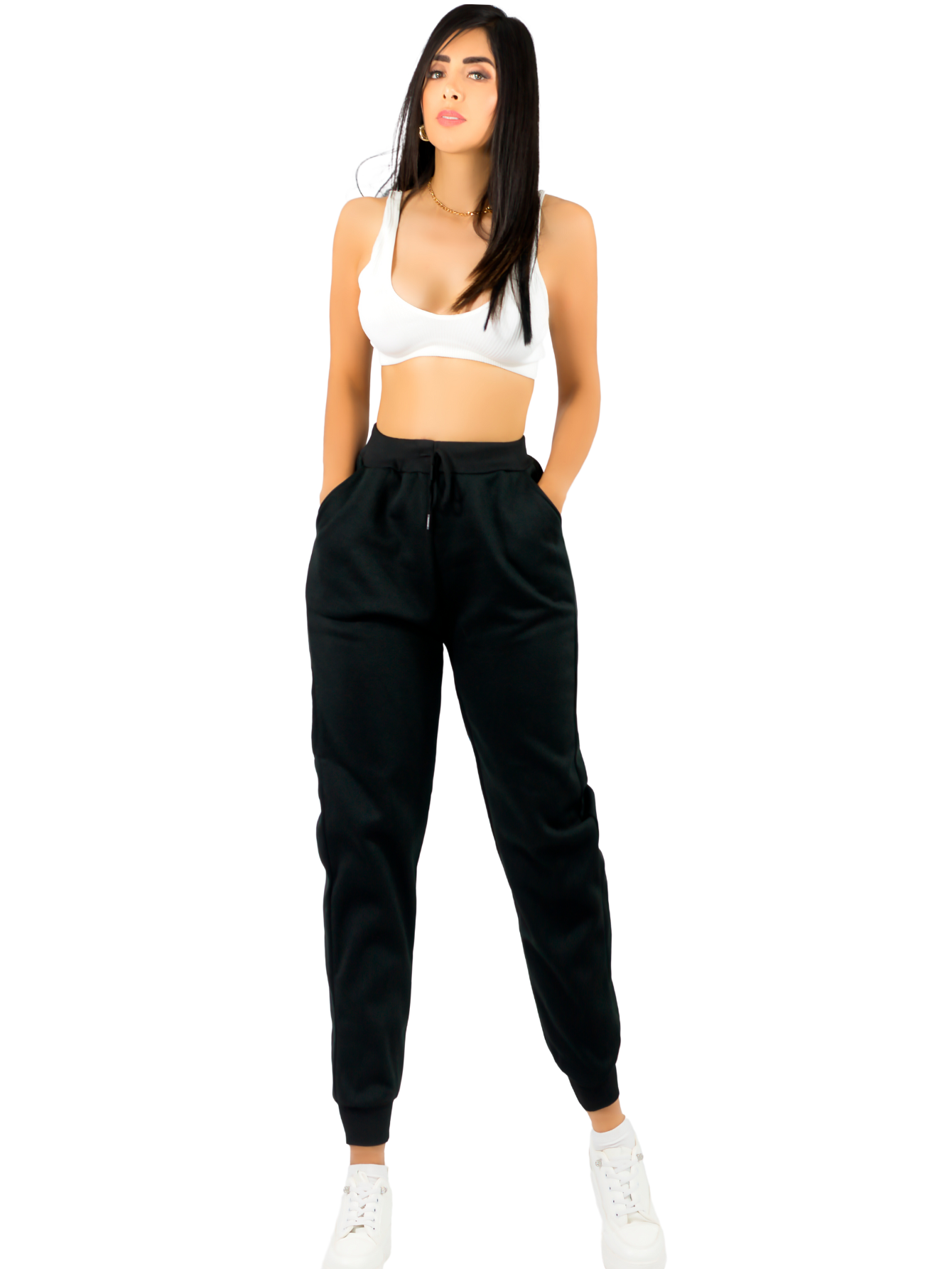 Foto 2 pulgar | Pants Mujer Jogger De Dama Cargo Pantalón Casual Jogger Dama Material Aterciopelado Pant-051 Negro Patalones De Chandal