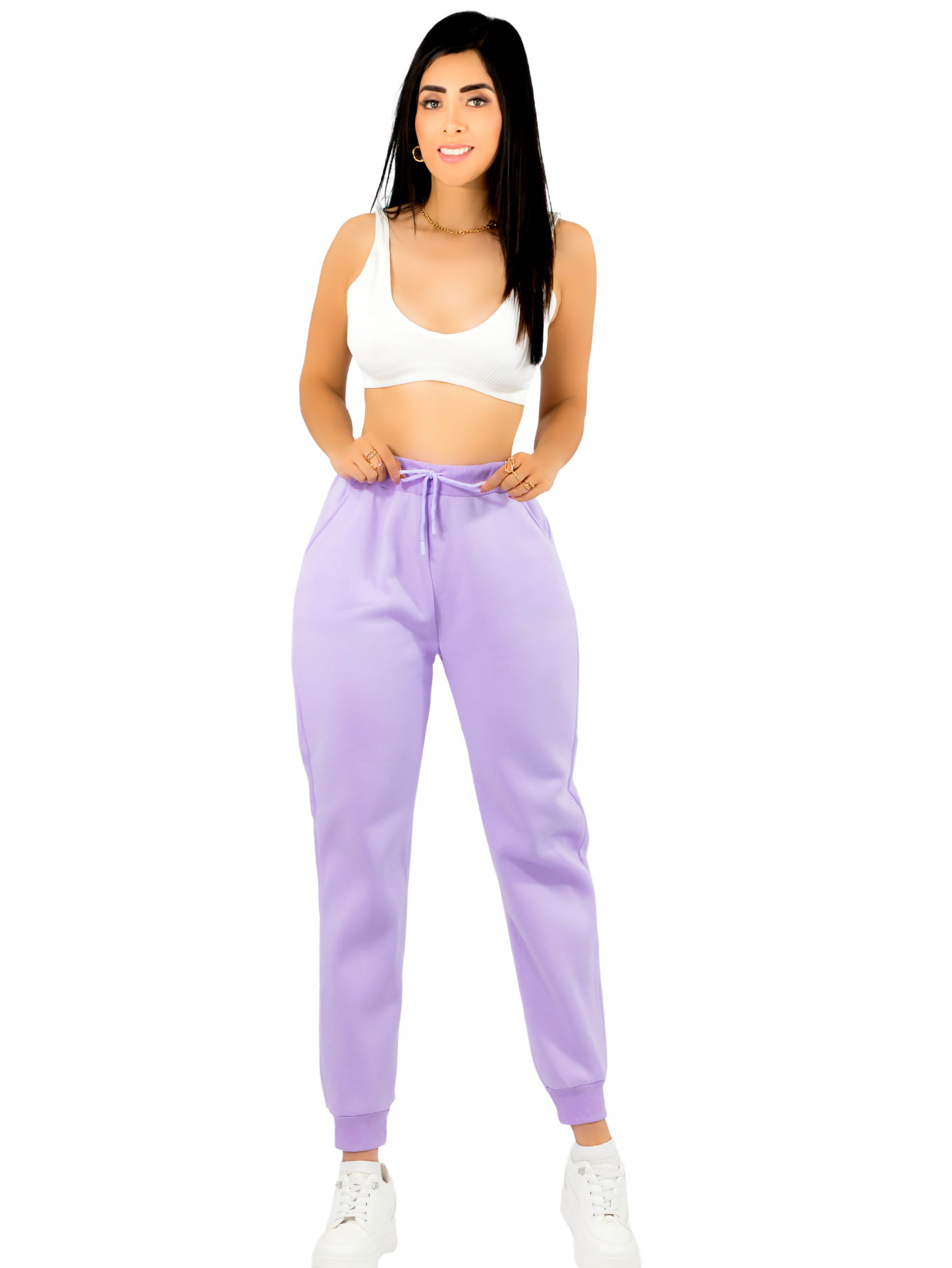 Foto 2 pulgar | Pants Mujer Jogger De Dama Cargo Pantalón Casual Jogger Dama Material Aterciopelado Pant-051 Lila Patalones De Chandal