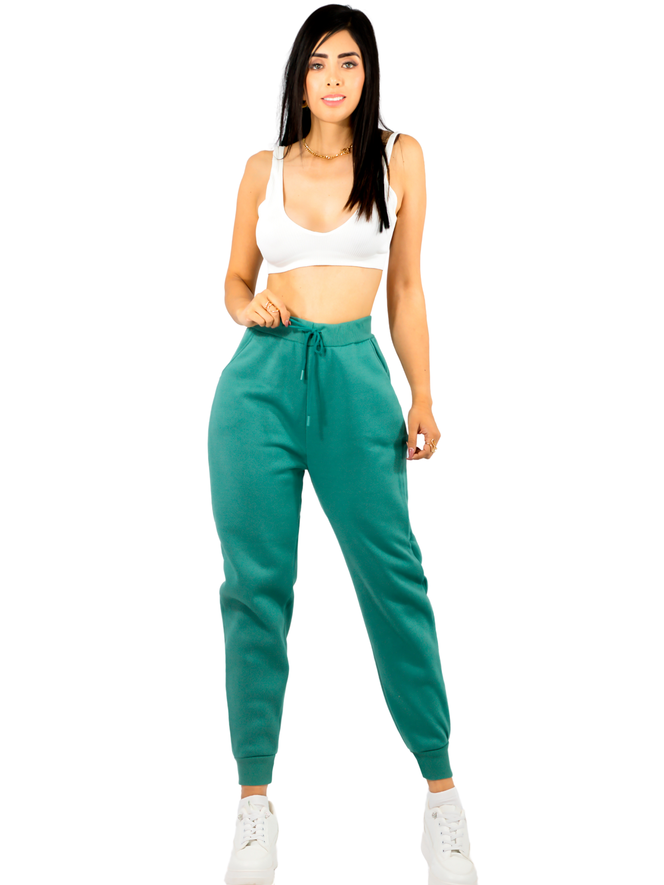 Foto 2 pulgar | Pants Mujer Jogger De Dama Cargo Pantalón Casual Jogger Dama Material Aterciopelado Pant-051 Verde Patalones De Chandal