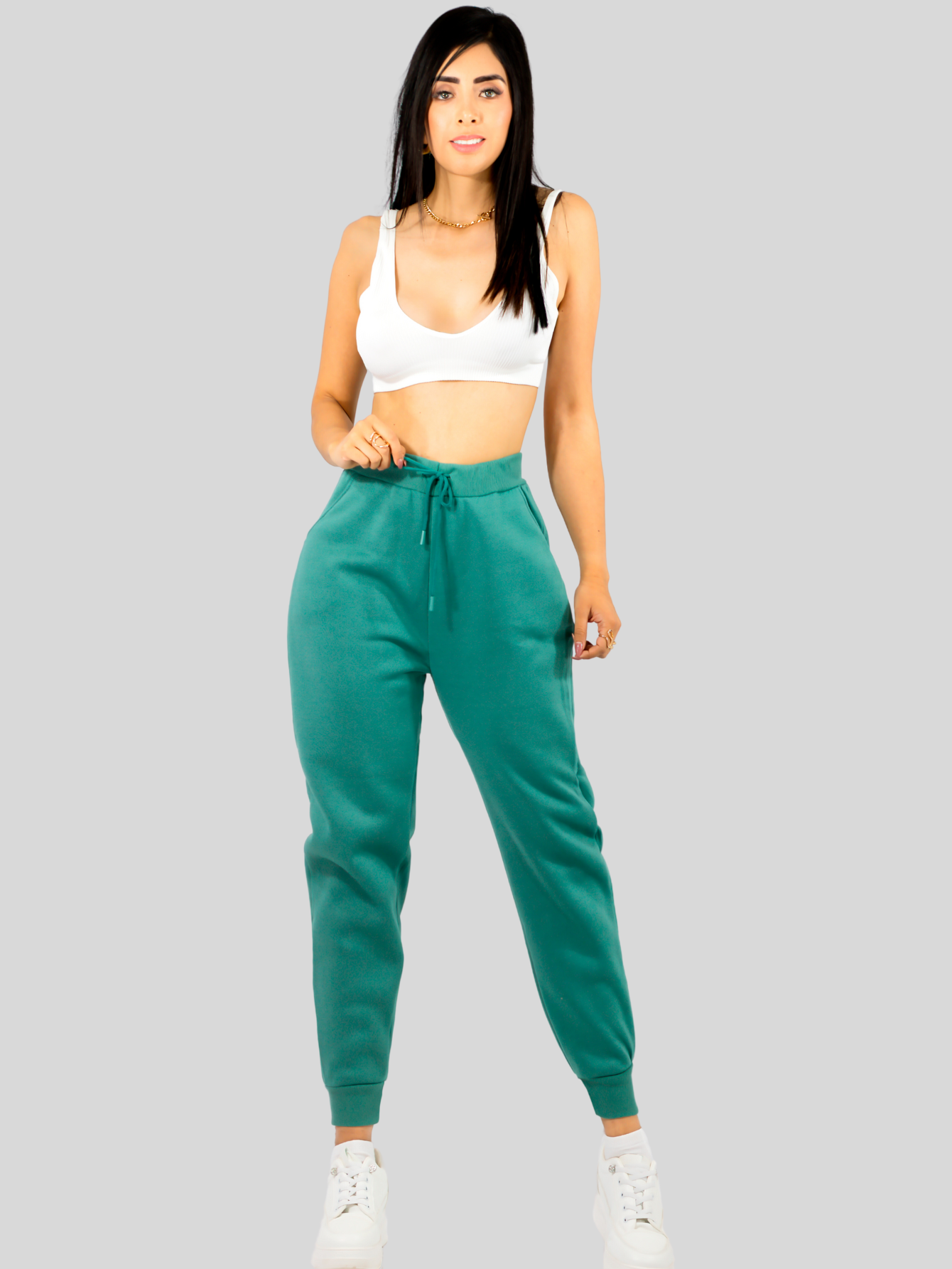 Foto 3 pulgar | Pants Mujer Jogger De Dama Cargo Pantalón Casual Jogger Dama Material Aterciopelado Pant-051 Verde Patalones De Chandal