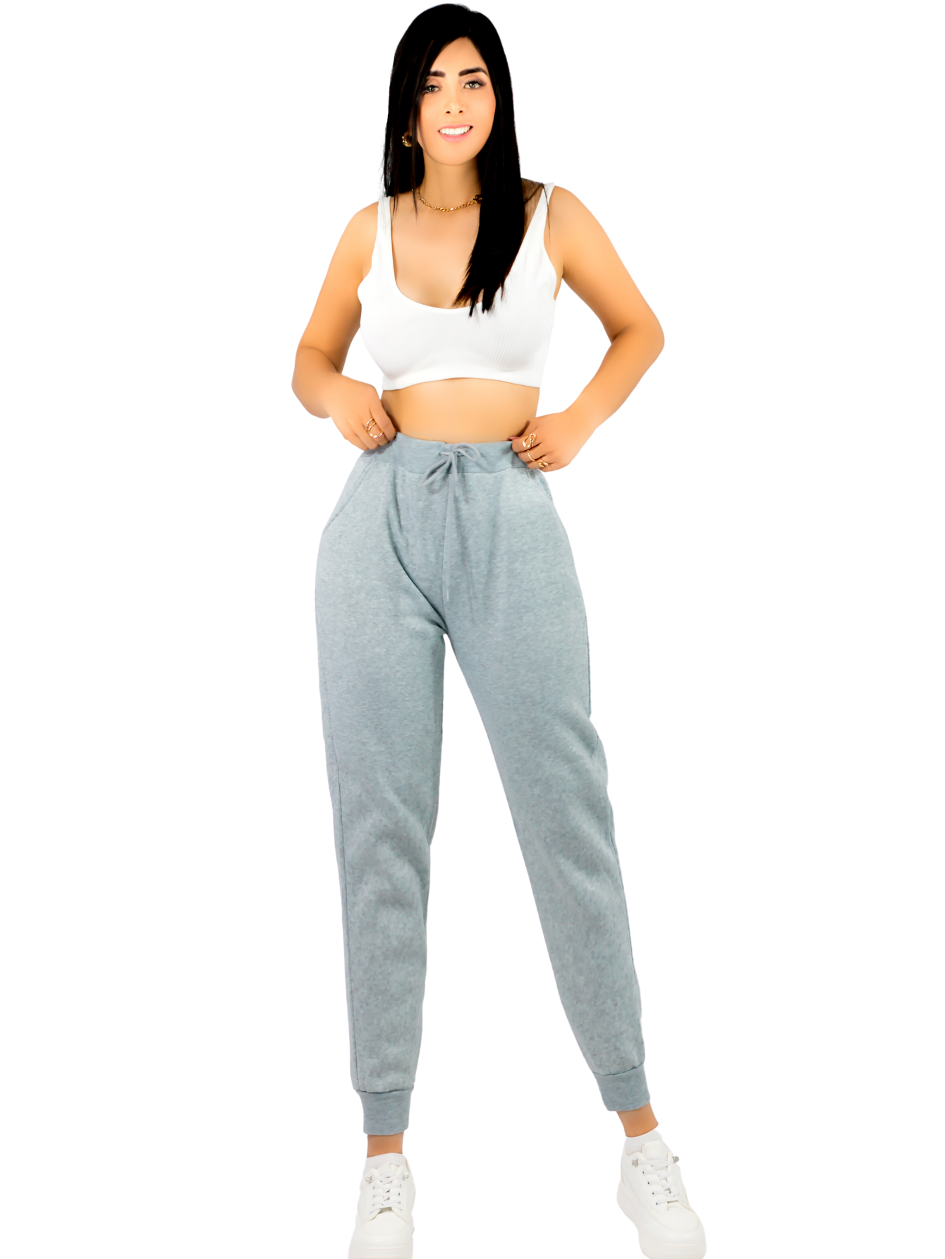 Foto 2 pulgar | Pants Mujer Jogger De Dama Cargo Pantalón Casual Jogger Dama Material Aterciopelado Pant-051 Gris Claro Patalones D