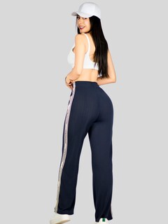 Foto 3 | Pants Mujer Corte Ancho Pant-056 Gris Oscuro Diseño Moderno Y Fresco Para Verano