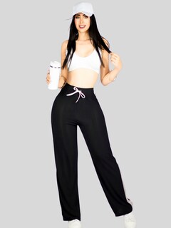 Foto 2 | Pants Mujer Corte Ancho Pant-056 Negro Diseño Moderno Y Fresco Para Verano