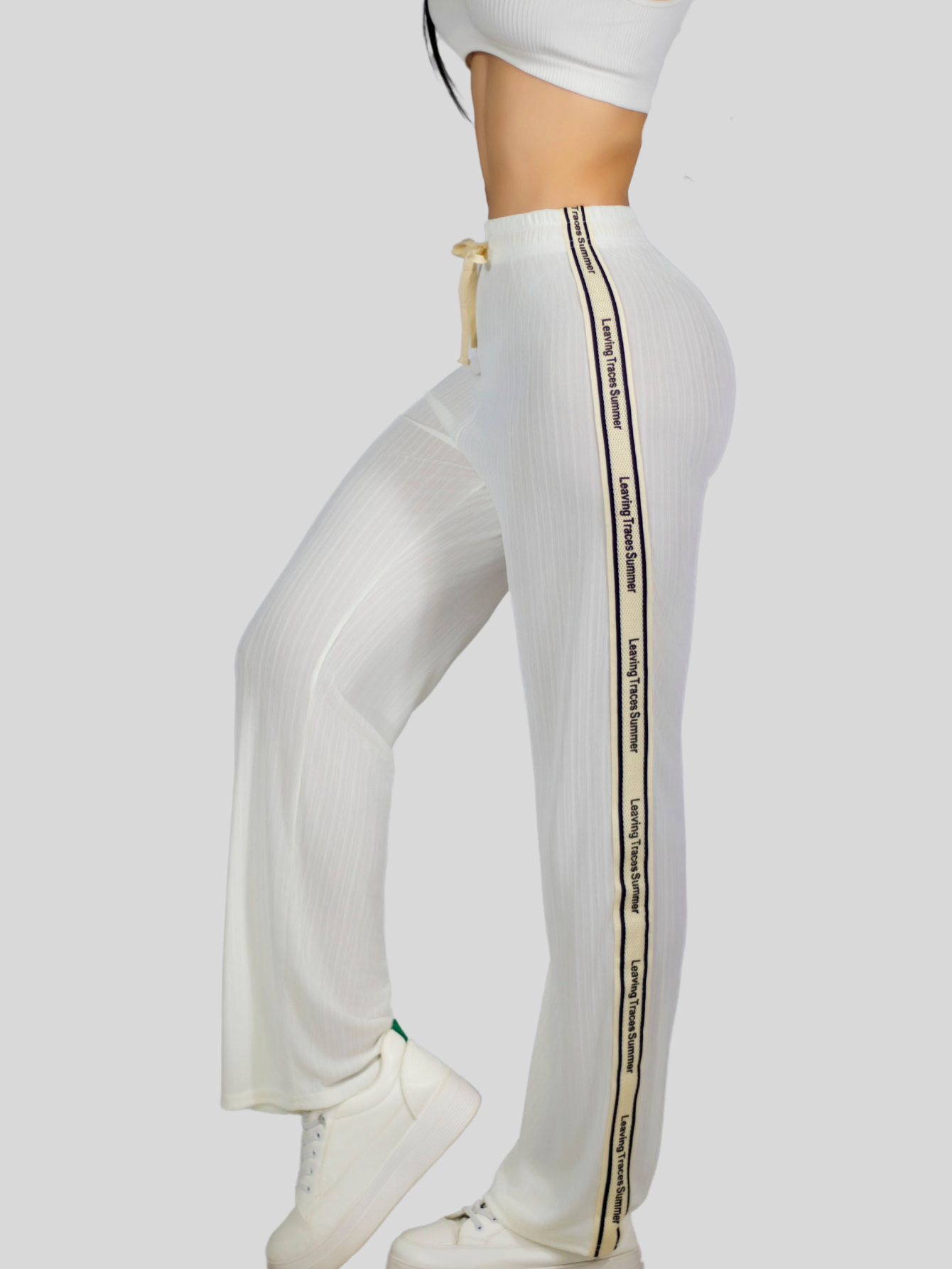 Foto 7 | Pants Mujer Corte Ancho Pant-056 Blanco Diseño Moderno Y Fresco Para Verano