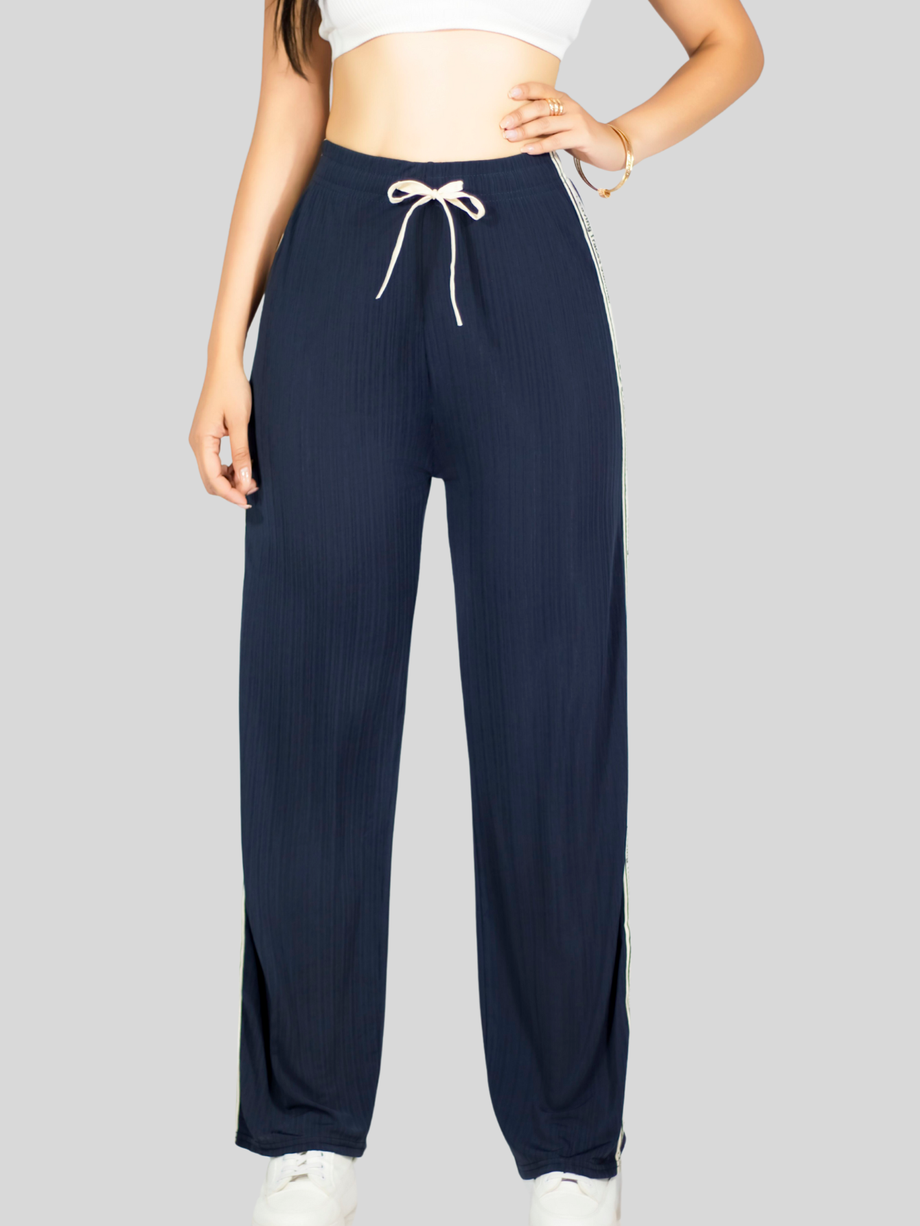 Foto 5 | Pants Mujer Corte Ancho Pant-056 Gris Oscuro Diseño Moderno Y Fresco Para Verano