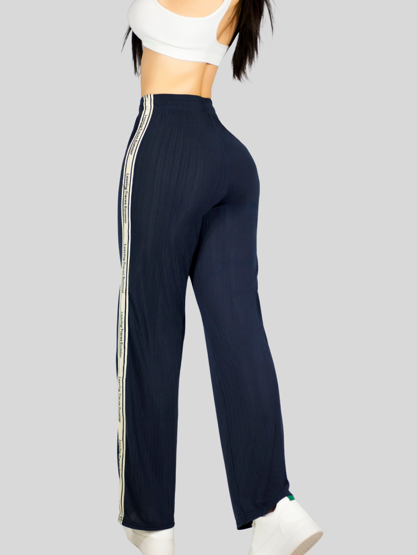 Foto 7 pulgar | Pants Mujer Corte Ancho Pant-056 Gris Oscuro Diseño Moderno Y Fresco Para Verano