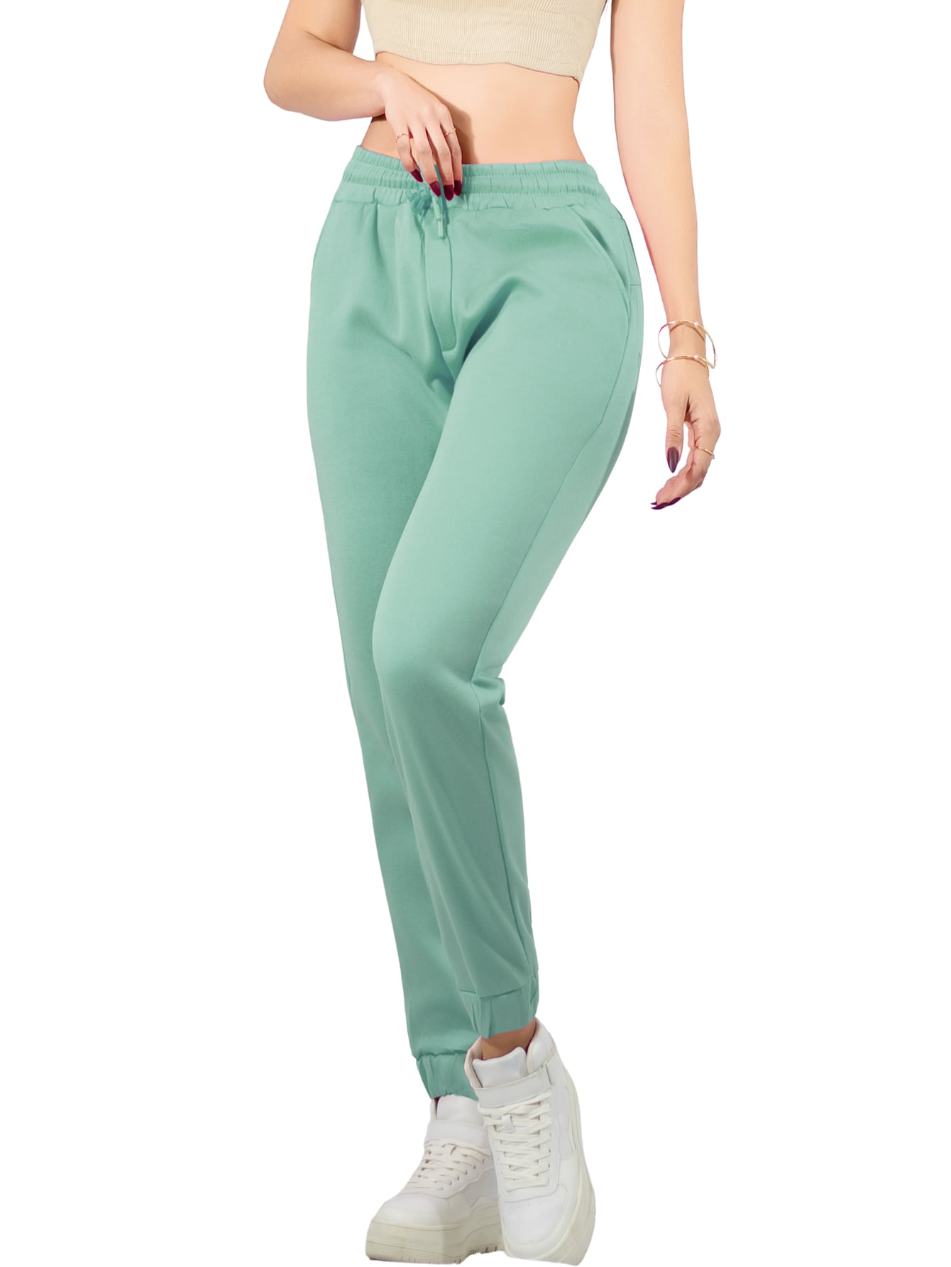 Pants Mujer Pantalones Anchos Casual O Elgante Pant-046 Verde Claro Stretch $329