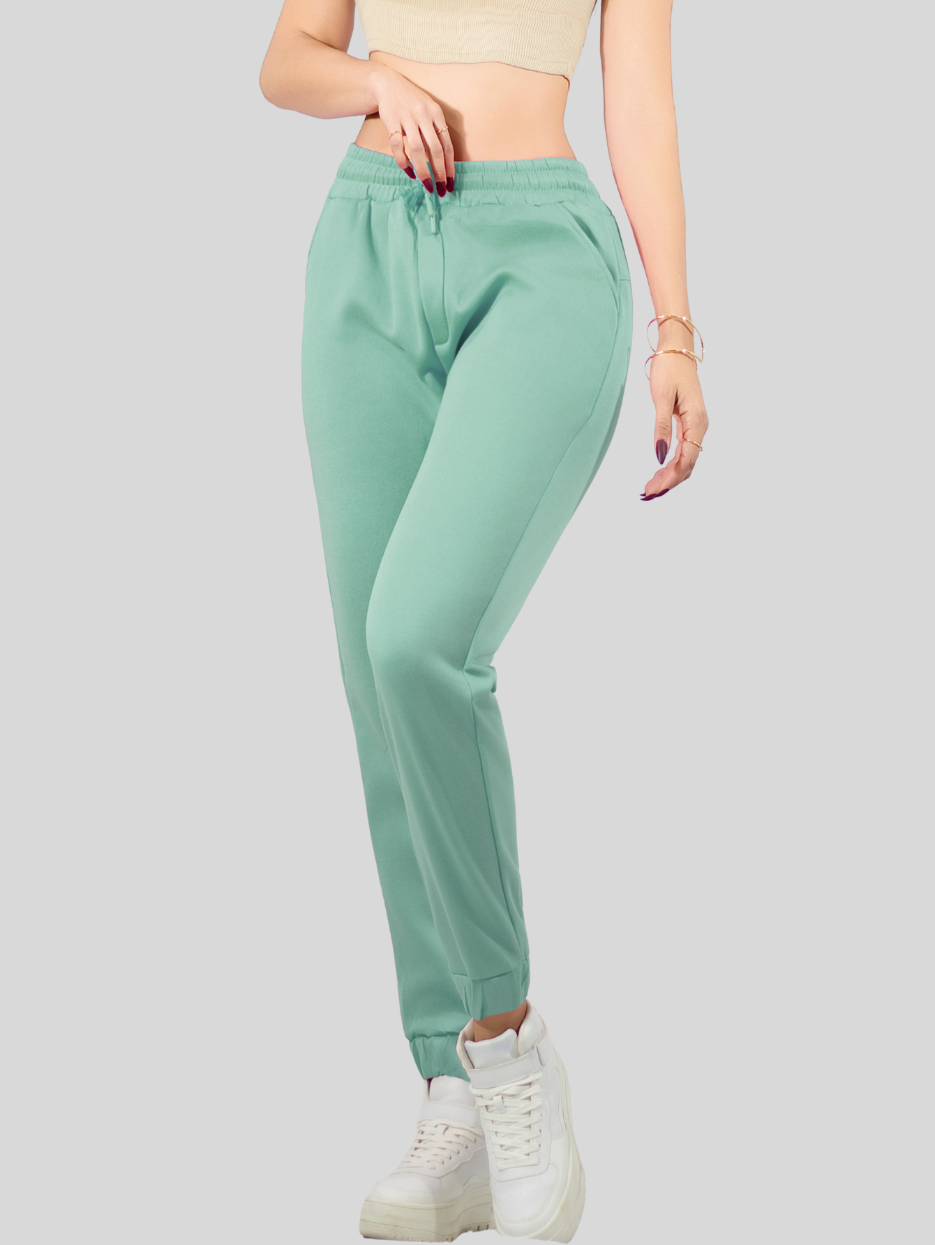 Foto 4 | Pants Mujer Pantalones Anchos Casual O Elgante Pant-046 Verde Claro Stretch