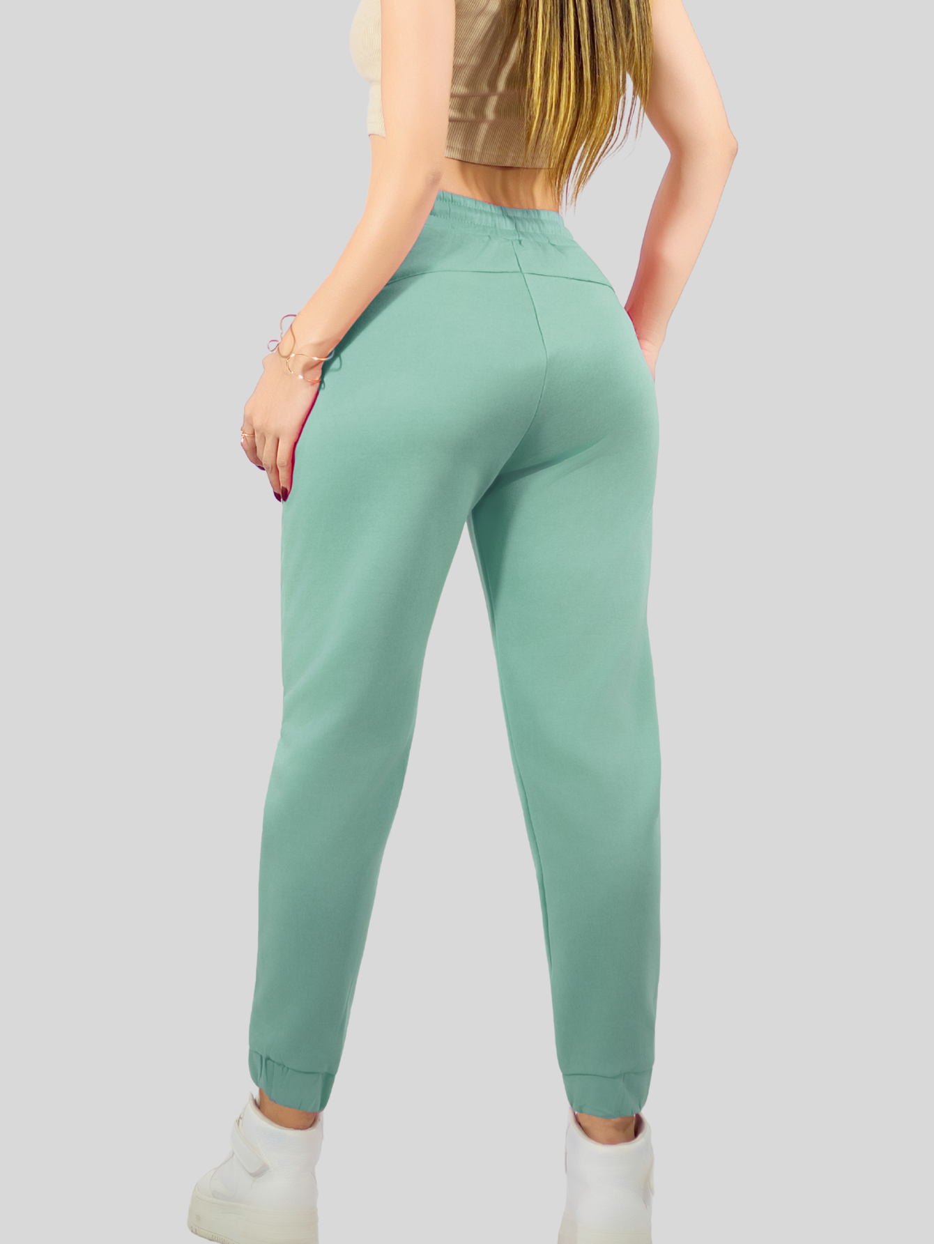 Foto 5 | Pants Mujer Pantalones Anchos Casual O Elgante Pant-046 Verde Claro Stretch