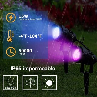 Foto 5 | Reflector Led Exterior 15w Belug color Negro