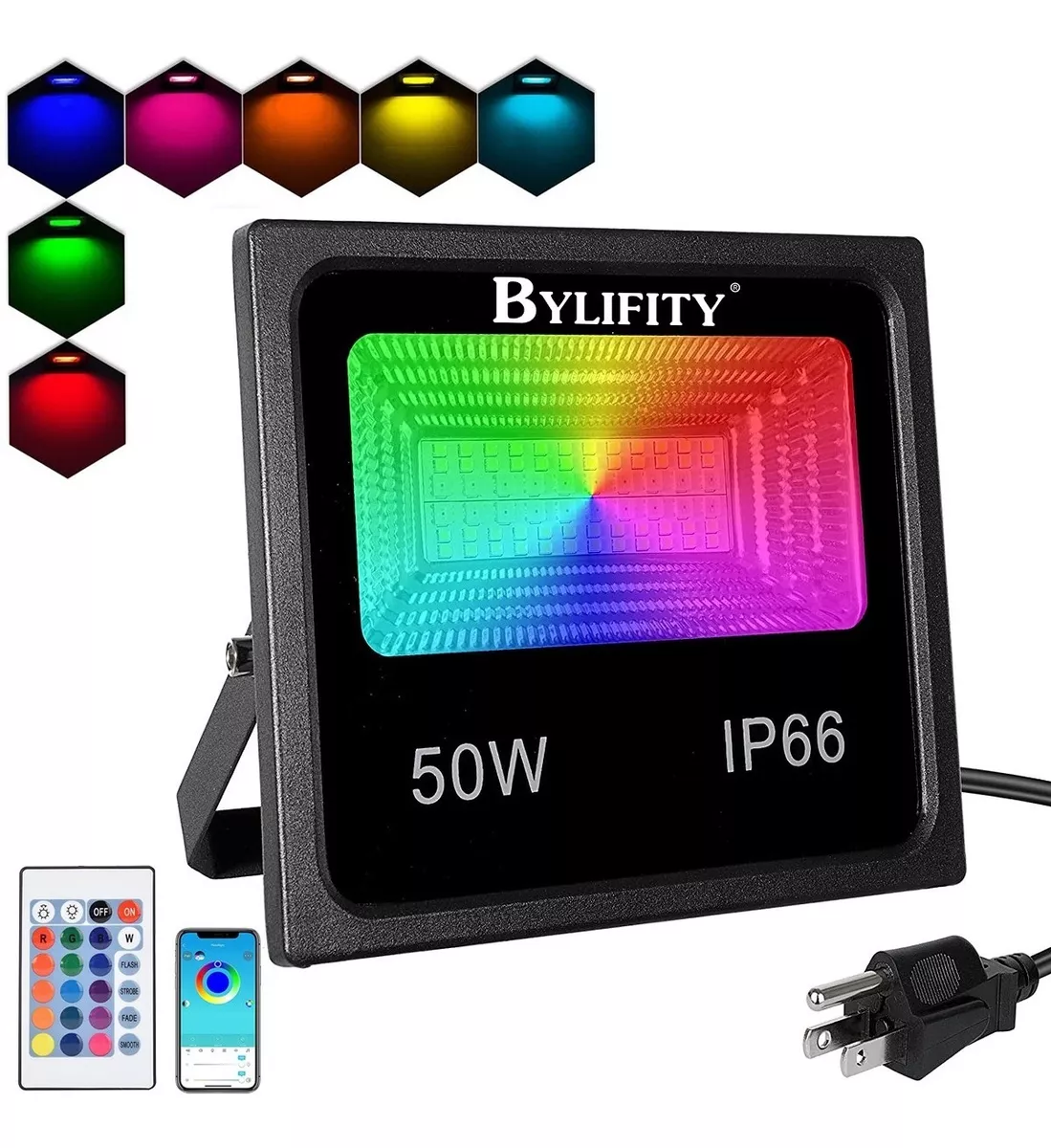 Foto 4 pulgar | Reflector Led Rgb de 50w Belug Ip66 para Exterior color Negro