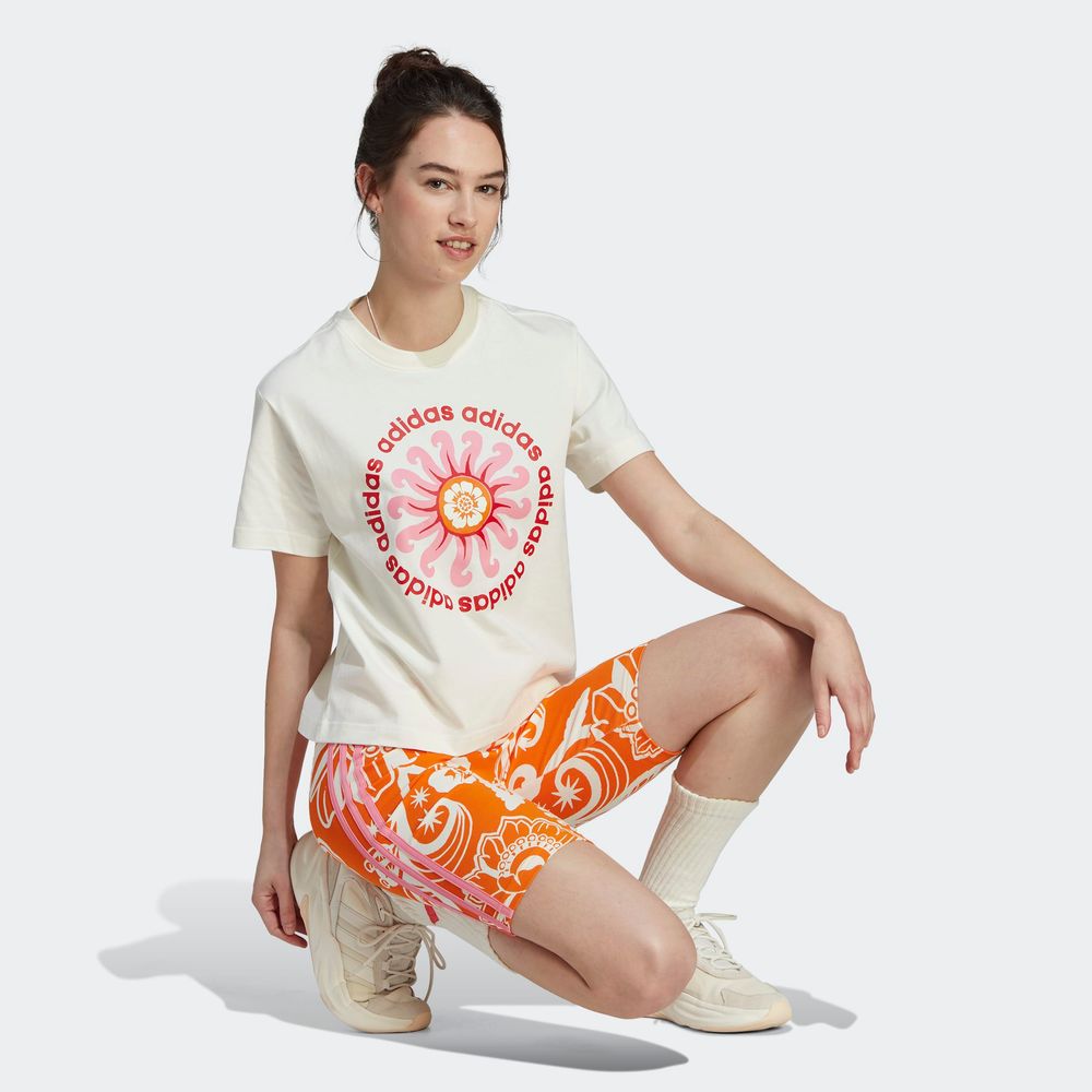Foto 6 pulgar | Short Adidas X Farm Rio Naranja para Mujer