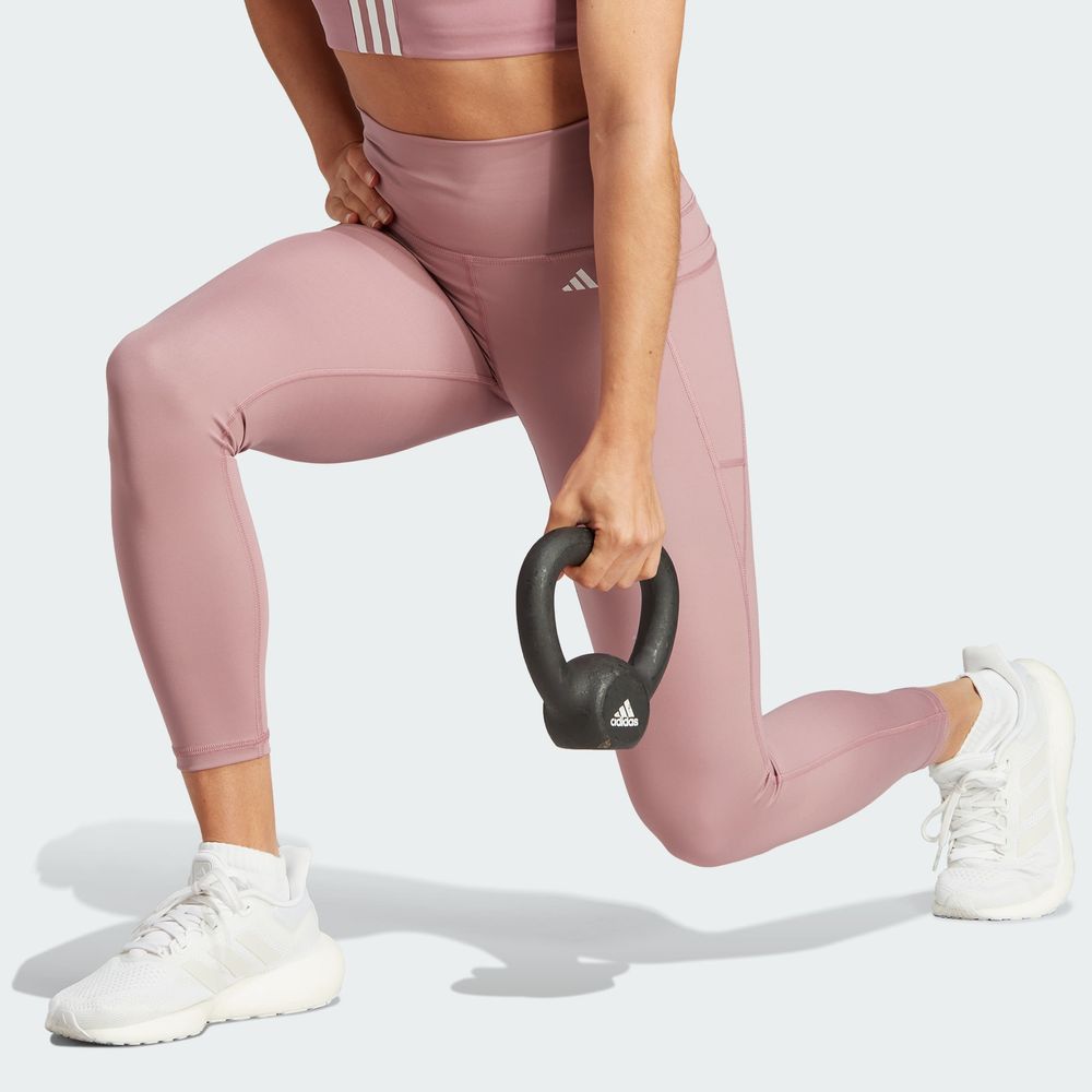 Foto 3 | Mallas 7/8 Optime Stash Pocket Corte Alto Adidas Rosa para Mujer