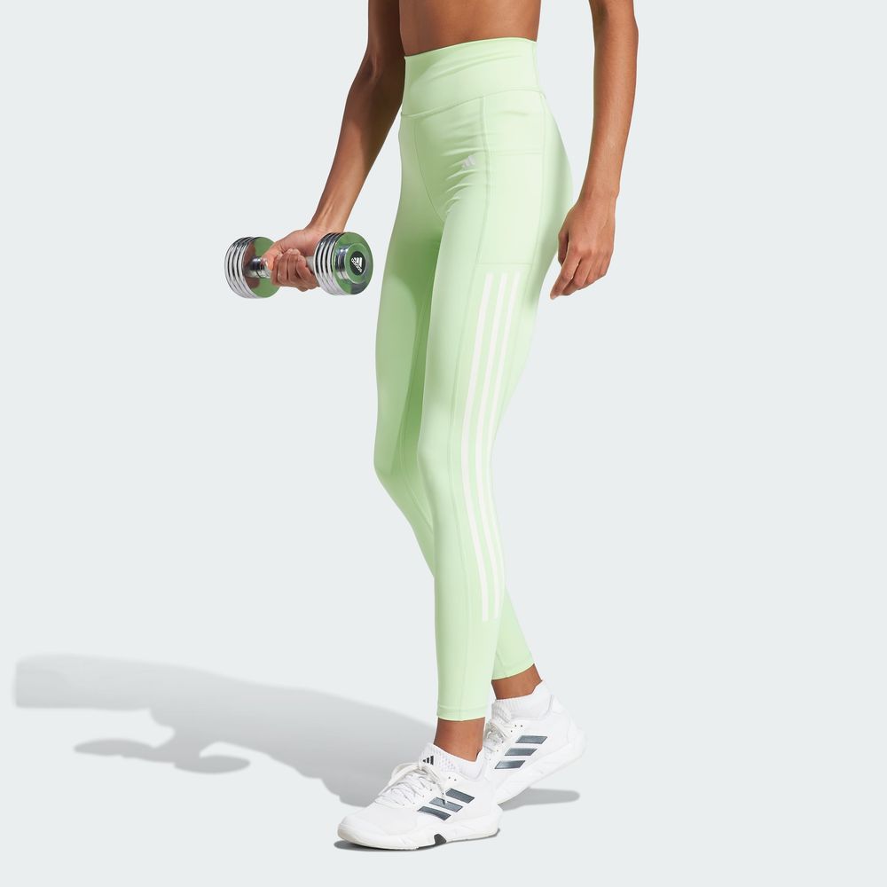 Foto 4 pulgar | Mallas Adidas Optime 3 Franjas Verdes para Mujer