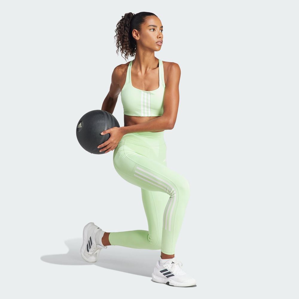 Foto 5 | Mallas Adidas Optime 3 Franjas Verdes para Mujer