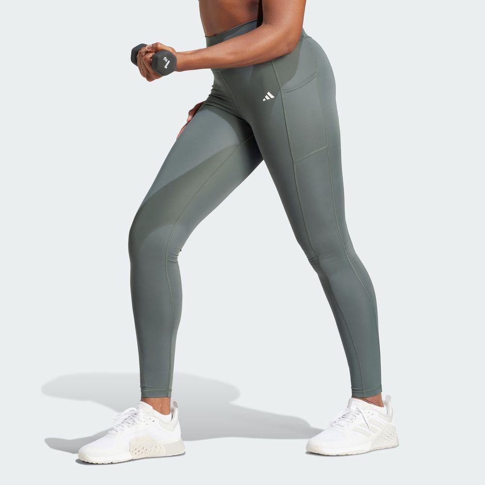 Foto 3 | Mallas Adidas Optime Largo Completo Grises para Mujer