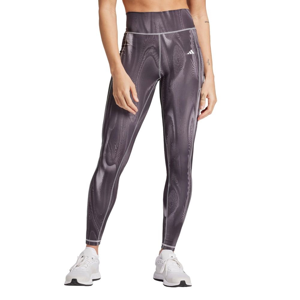 Foto 2 | Mallas Optime Estampadas Largo Completo Adidas Gris Mujer
