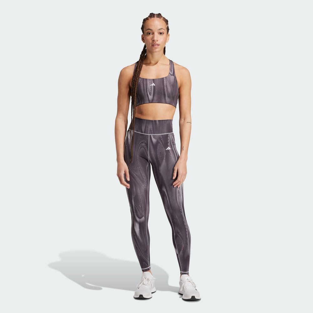 Foto 7 | Mallas Optime Estampadas Largo Completo Adidas Gris Mujer