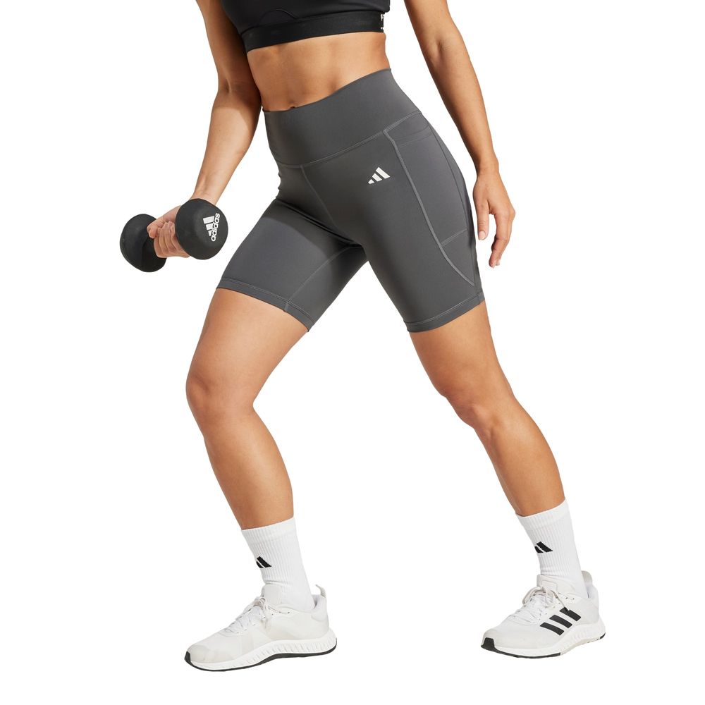 Foto 2 | Mallas Cortas Optime Essentials Stash Pocket 7 Pulgadas Adidas Gris Mujer