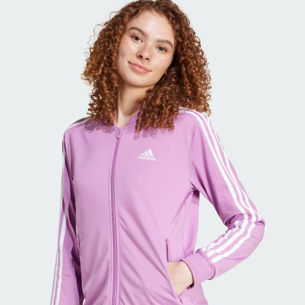 Foto 8 | Conjunto Essentials 3 Franjas Adidas Violeta Mujer