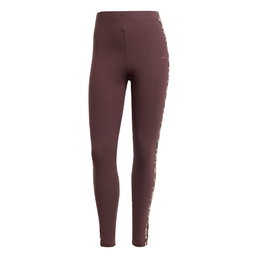 Mallas Essentials 3 Franjas Animal Print Adidas Café Mujer