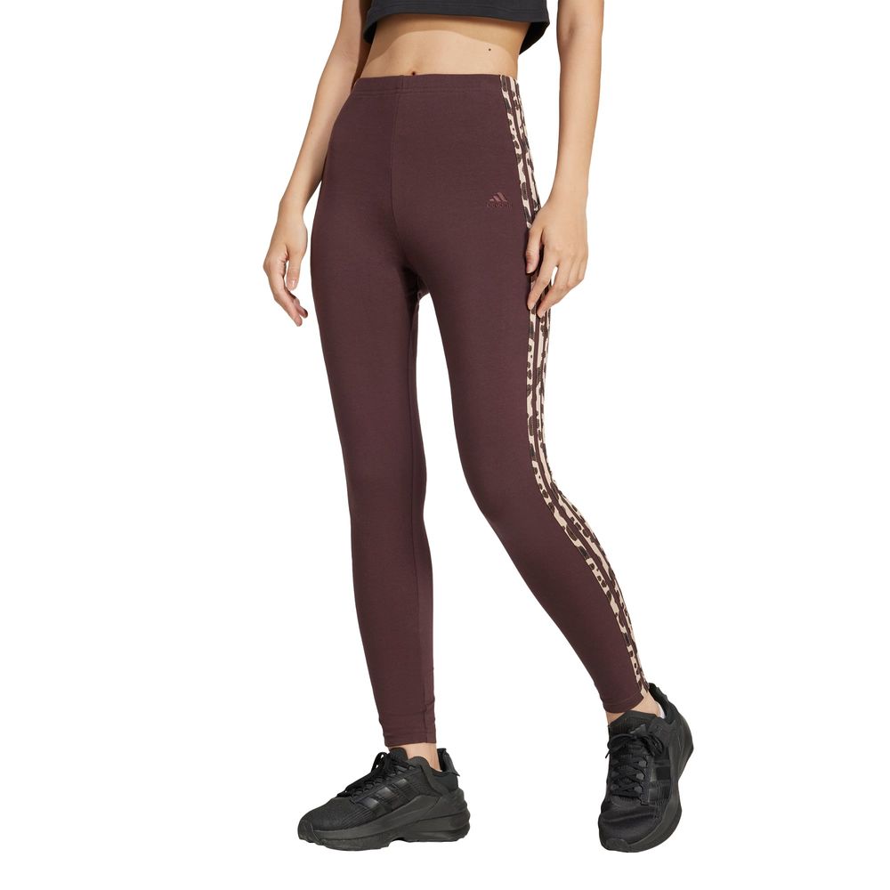 Foto 2 | Mallas Essentials 3 Franjas Animal Print Adidas Café Mujer