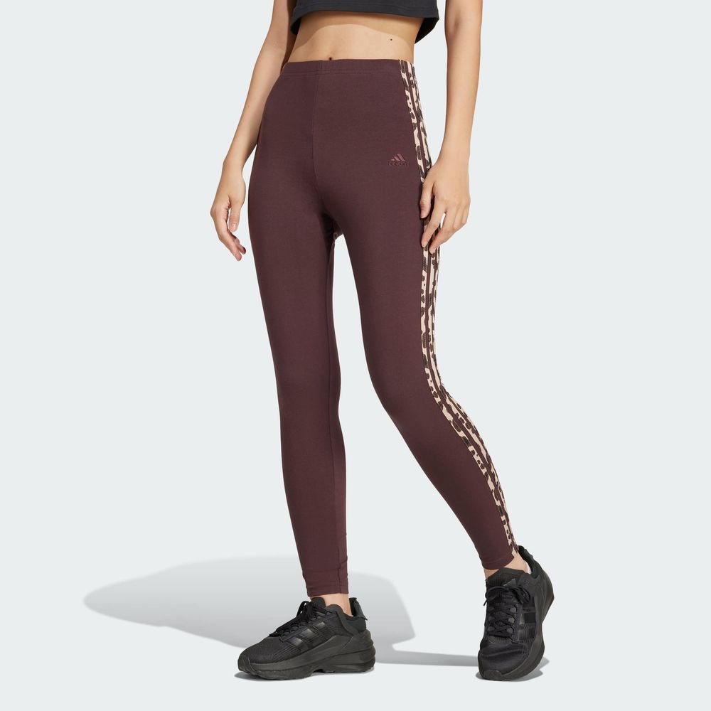Foto 4 | Mallas Essentials 3 Franjas Animal Print Adidas Café Mujer