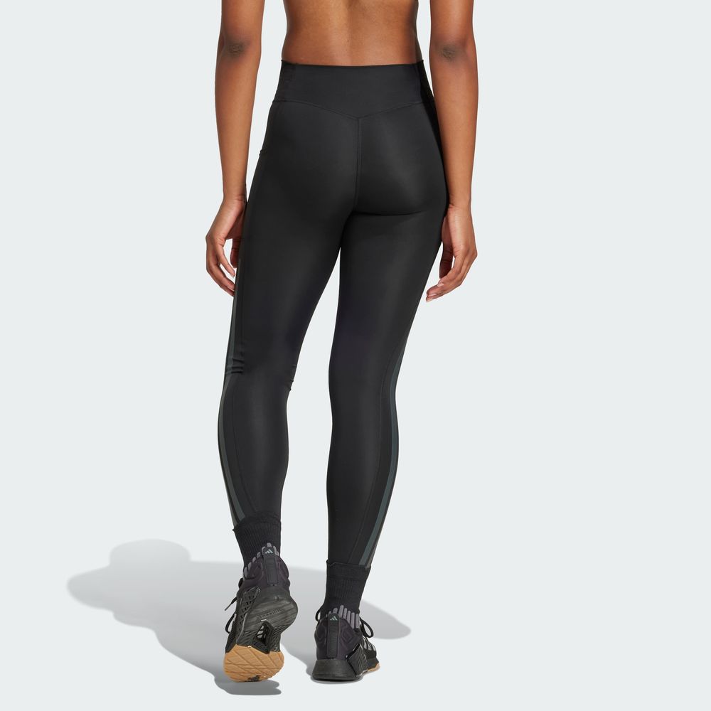 Foto 4 | Mallas Optime 3 Franjas Largo Completo Corte Alto Adidas Negras para Mujer